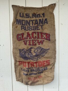 Vintage Montana Burlap Potato Sack – 100 lb Capacity | Rustic Farmhouse Decor